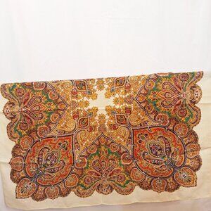 Vintage 100% Pure New Wool Scarf 32” Czechoslovakia Paisley Print